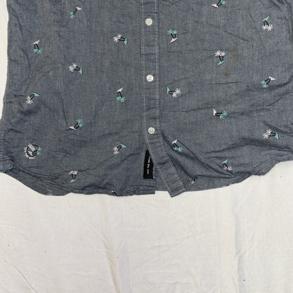 Vans Mens Casual Shirt Button Front Short Sleeve Palm Tree Gray Size Small - Picture 5 of 6